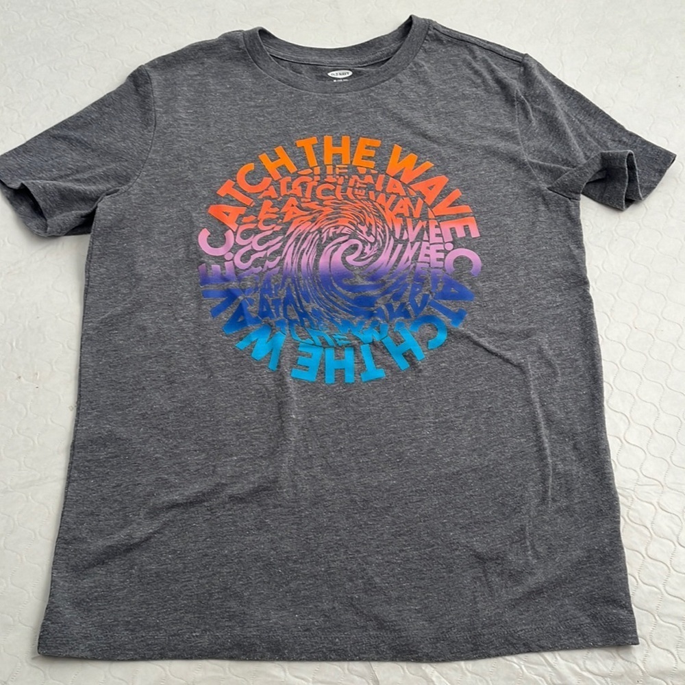 Old Navy gray multicolor rainbow catch the wave short sleeve graphic t-shirt - Picture 1 of 6